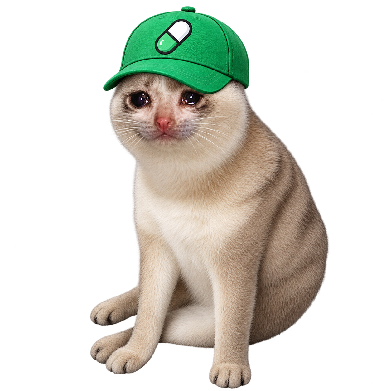 PUMPCAT, a wide-eyed black raven against an acid green field